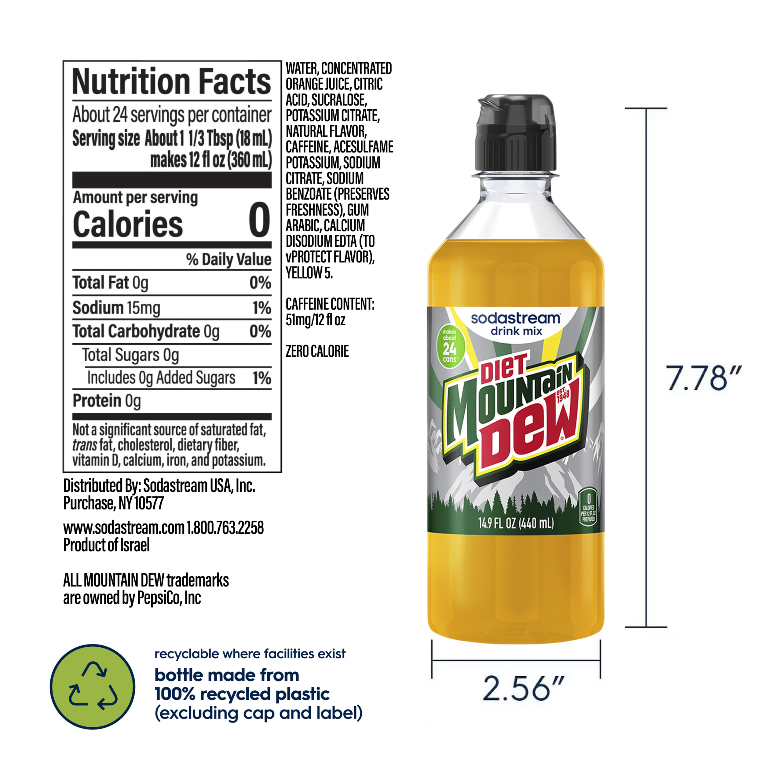 Sodastream MTN DEW Diet Drink Mix 440ml - Image 6